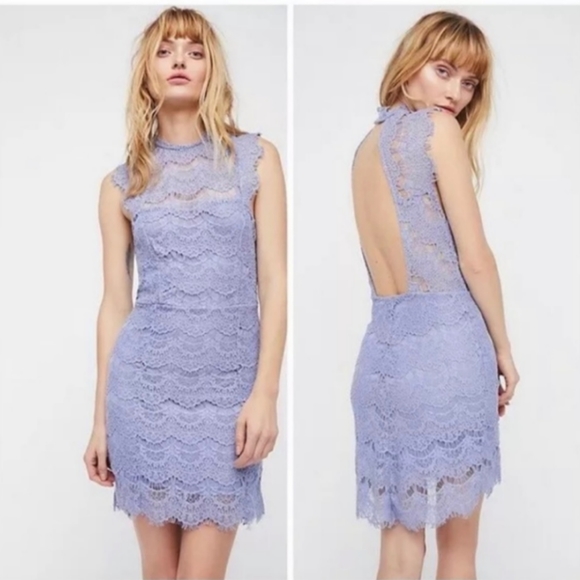 Free People Dresses & Skirts - Intimately Free People Daydream Bodycon Blue Lace Backless Dress Size Large